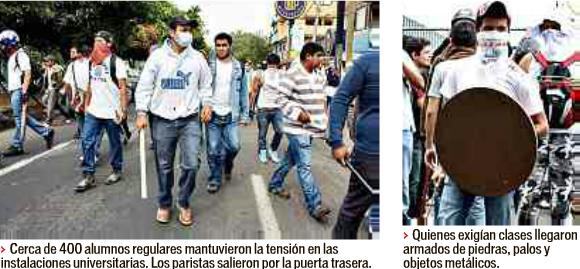 Estudiantes regulares a recuperar su universidad.